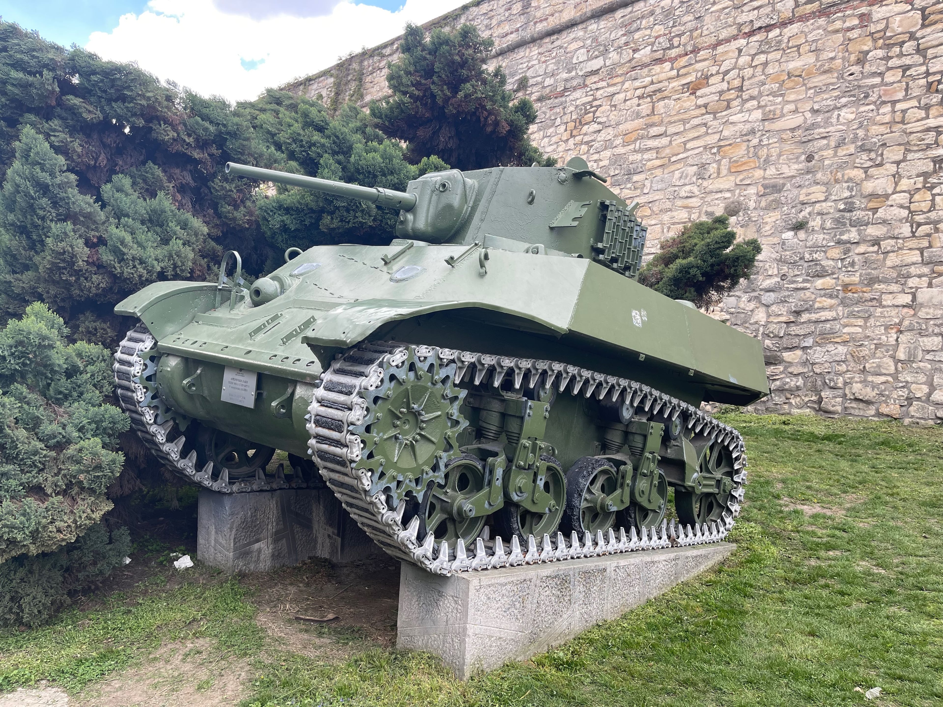 A Sherman tank on display at the Military Museum inside Belgrade's Kalemegdan Fortress