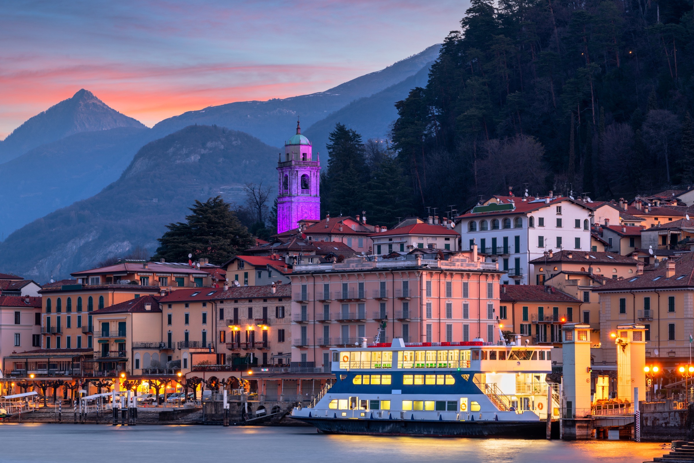 Bellagio on Lake Como at twilight.