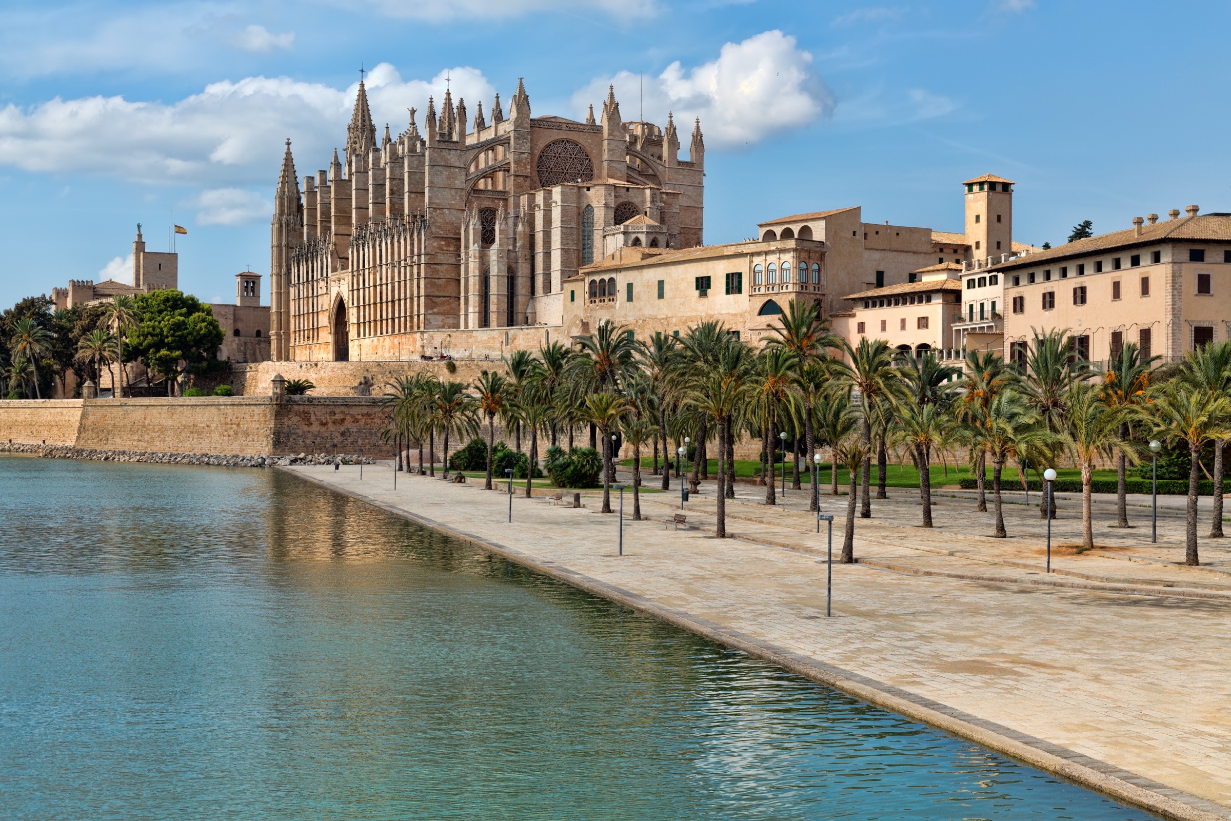 Palma Cathedral above the Mallorca waterfront.
