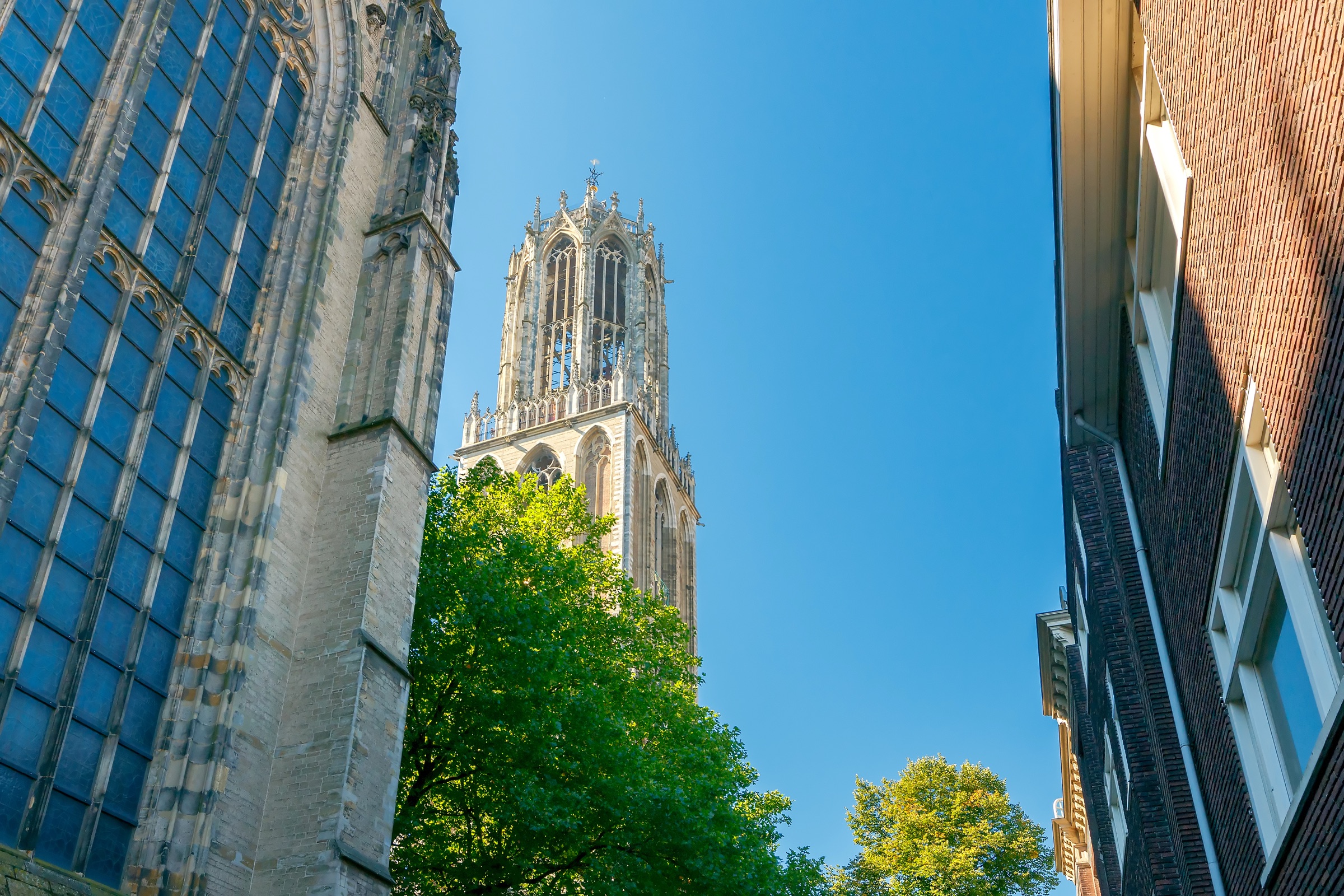 Medieval tower in the historic center of Utrecht.