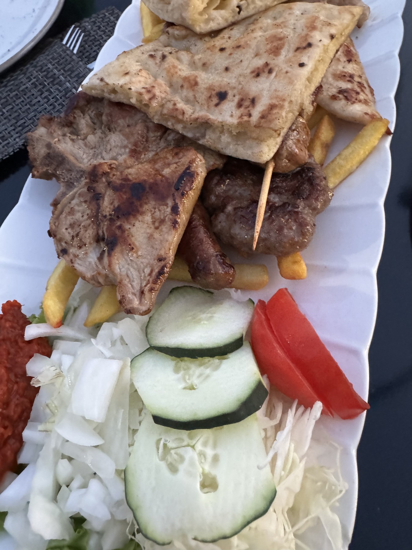 Mixed grill plate at Restorante KULLUK in Mostar.