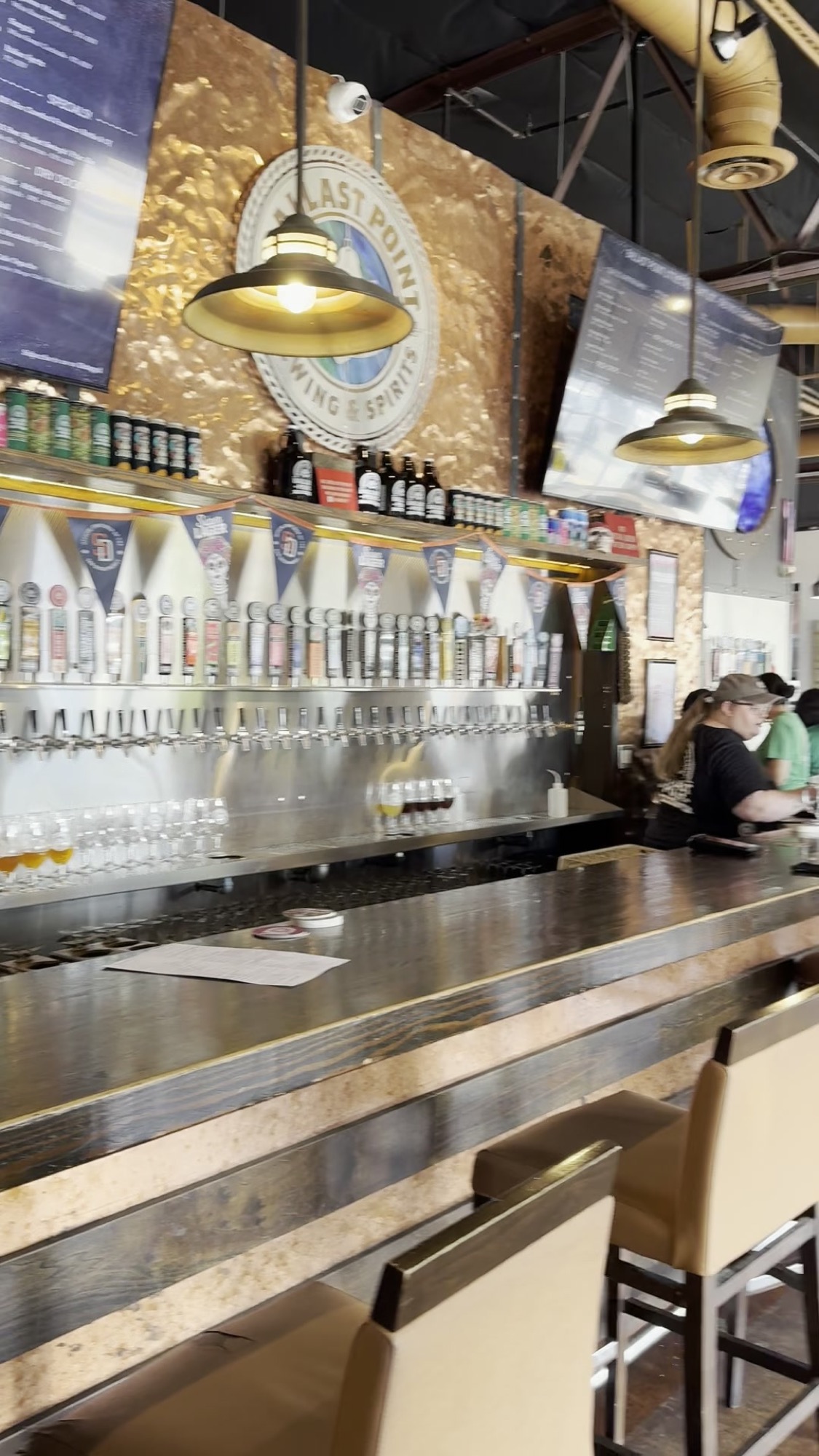 Ballast Point's tap wall and bar area.